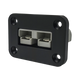Rekcharge 12V single flush mount panel in a front right view with a grey 50A Anderson plug and four mounting holes.