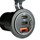 Rekcharge 12V USB and twin USB-C socket front left close up with charging ports visible.