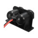 Rekcharge 12V twin cigarette lighter sockets rear view with rounded housings and positive and negative leads.