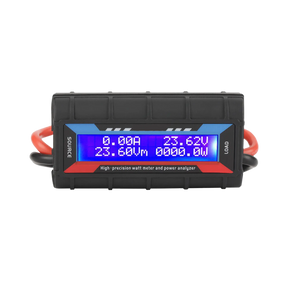 Rekcharge 130A amp meter front view with a blue illuminated display inside a black ribbed case.
