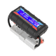 Rekcharge 130A amp meter in an angled view with its blue display and grey Anderson plugs visible.