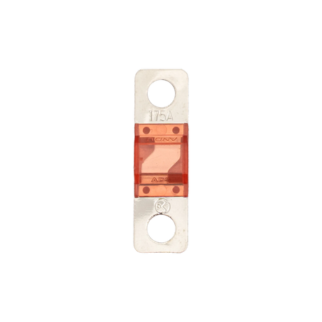 Rekcharge 175A Midi fuse straight top view showing the 175A marking and two circular mounting holes.