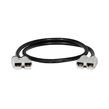 Rekcharge 1m solar cable extension lead front view with both 50A Anderson plug openings facing forward.