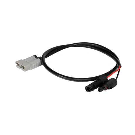 Rekcharge 1m solar cable with positive and negative MC4 leads and a grey 50A Anderson plug.