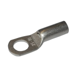 Rekcharge 25mm battery cable lug with a 10mm hole, angled to show its crimp barrel and stamped size.