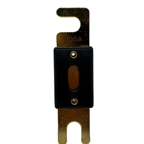 Rekcharge 300A ANL Fuse straight front view with black center housing.