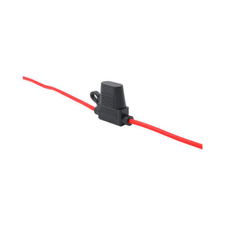 Rekcharge 30A inline standard blade fuse holder in an angled view with the protective cap closed.