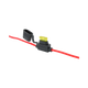 Rekcharge 30A inline standard blade fuse holder with its cap open and a yellow fuse fitted.