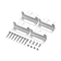 Rekcharge 4 piece aluminium solar mounting kit with four brackets and screws and bolts laid out in a straight row.