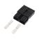 Rekcharge black 50A Anderson plug housing with two loose metal crimp contacts laid out in front.