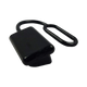 Rekcharge black 50A Anderson plug dust cover with its smooth outer face and retaining loop visible.