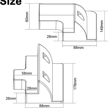 Dark technical drawing of the Rekcharge six-piece solar panel mounting kit with six bracket shapes.