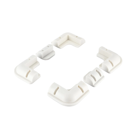Rekcharge 6 piece white ABS solar panel mounting kit with the brackets spaced apart in an angled view.