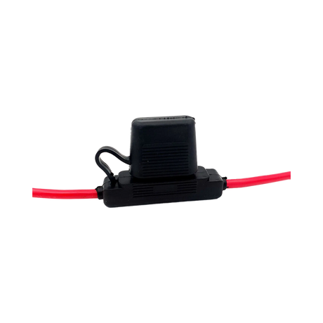 Rekcharge 60A inline maxi blade fuse holder with its black protective cap closed.
