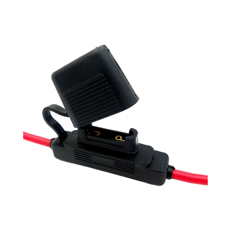 Rekcharge 60A inline maxi blade fuse holder with the cap open and no fuse in the socket.