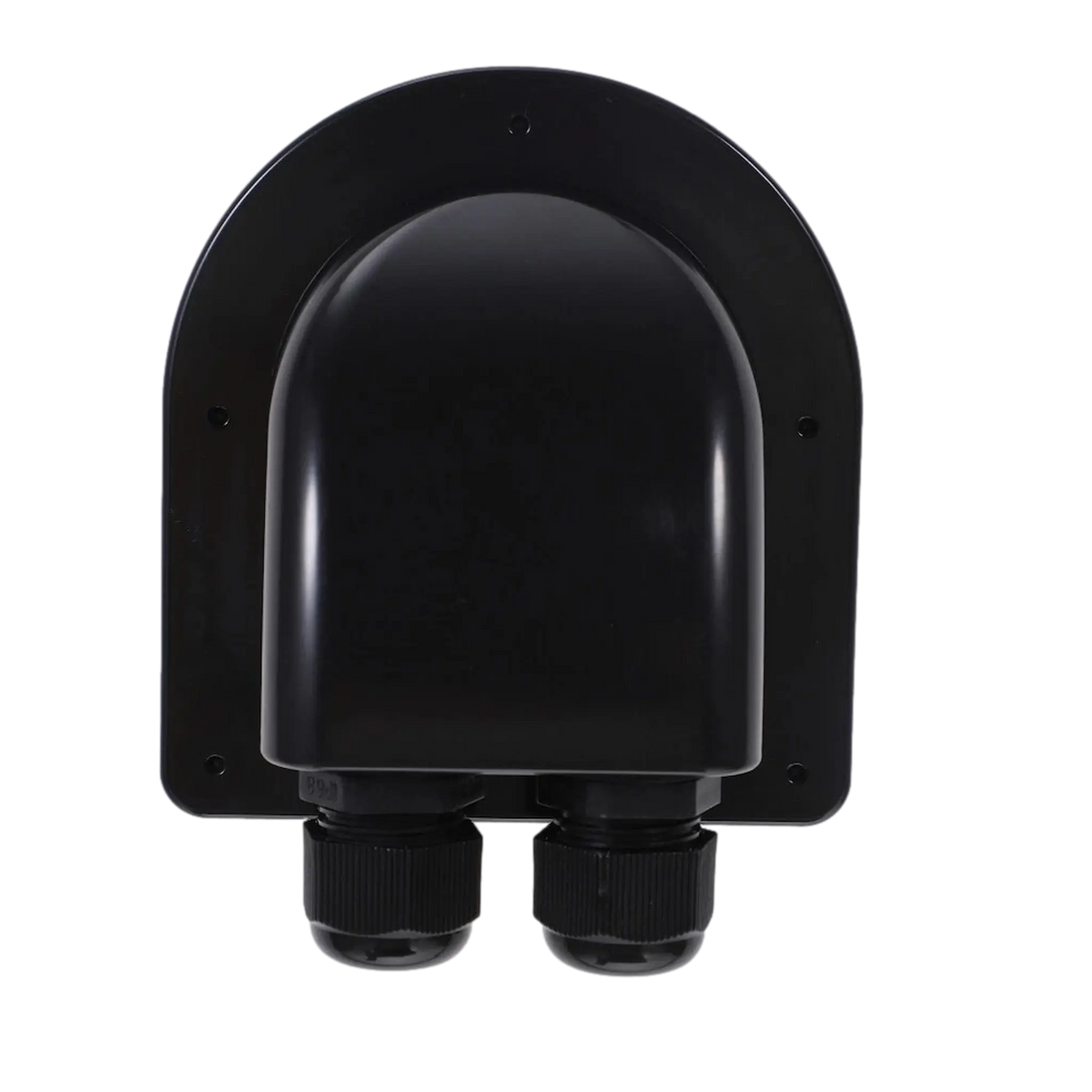 Rekcharge Black ABS Double Cable Entry Gland top view with twin cable glands.