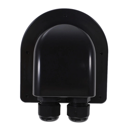 Rekcharge Black ABS Double Cable Entry Gland top view with twin cable glands.