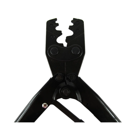 Rekcharge crimping tool for Anderson connectors and lugs close up of the open crimping jaws.