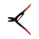 Rekcharge crimping tool for Anderson connectors and lugs with the jaws open and red handles spread apart.