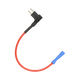 Rekcharge Micro 2 blade fuse tap holder top view with curved red lead and blue crimp connector.