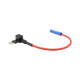 Rekcharge Micro 2 blade fuse tap holder with red lead and blue crimp connector in an angled view.