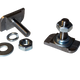 Rekcharge stainless steel roof rack T-bolts close-up with loose nuts and washers.
