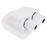 Rekcharge White ABS Double Cable Entry Gland angled front-left view with twin cable glands.