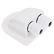 Rekcharge White ABS Double Cable Entry Gland angled front-left view with twin cable glands.