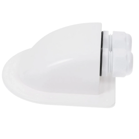 Rekcharge White ABS Double Cable Entry Gland side view with twin cable glands.