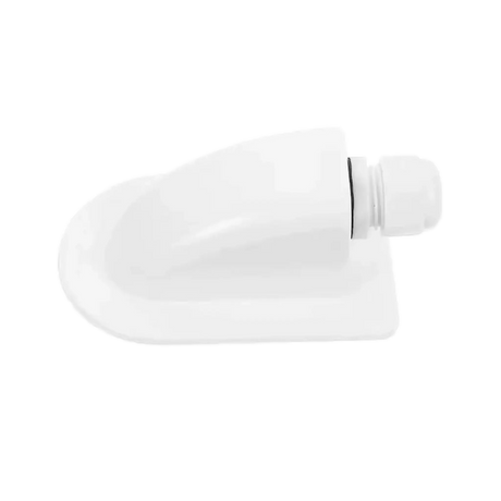 Rekcharge White ABS Single Cable Entry Gland side angle view with rounded cover.