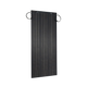 Roam Gear 100W 12V Black ETFE flexible solar panel angled front view with junction box and cables.