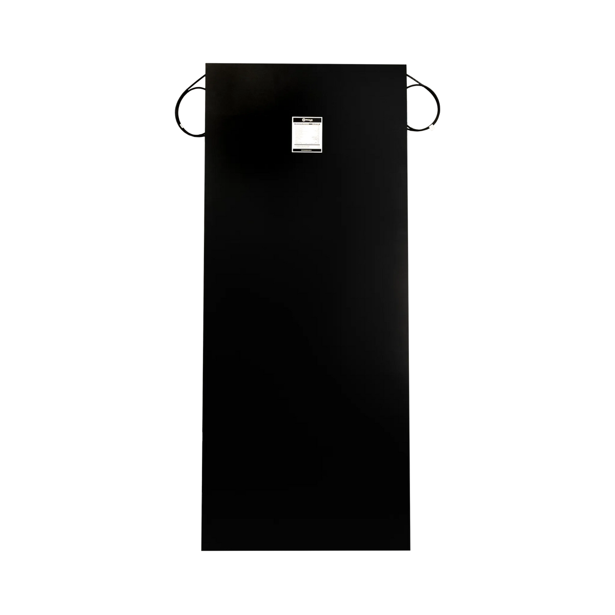 Rear view of the Roam Gear 100W 12V Black ETFE flexible solar panel with back specification label.