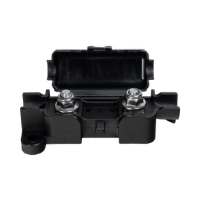 Roam Gear 125A In-line Midi fuse holder open in a front view with two terminals visible.