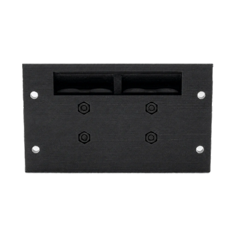 Roam Gear 12V double Anderson surface mount underside with four mounting holes and four recessed nuts.
