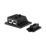 Roam Gear 12V single Anderson surface mount front right view with a grey 50A plug and dust cover beside it.