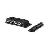 Roam Gear 12V triple Anderson surface mount front right view with three grey 50A plugs and dust cover beside it.