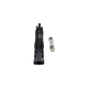 Roam Gear 15A MC4 inline fuse holder with one connector end facing forwards and a spare fuse alongside.