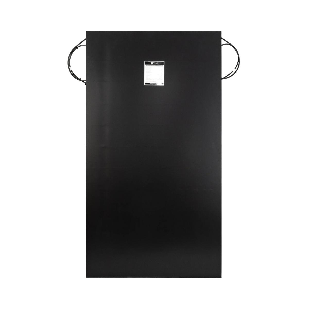 Roam Gear 160W 12V black ETFE flexible solar panel rear view with a specifications label on the black backing.
