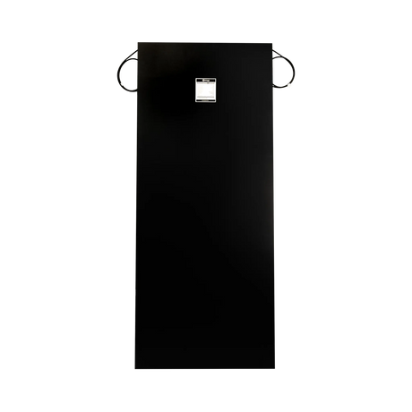 Roam Gear 200W 12V black ETFE flexible solar panel rear view with a specifications label on the black backing.