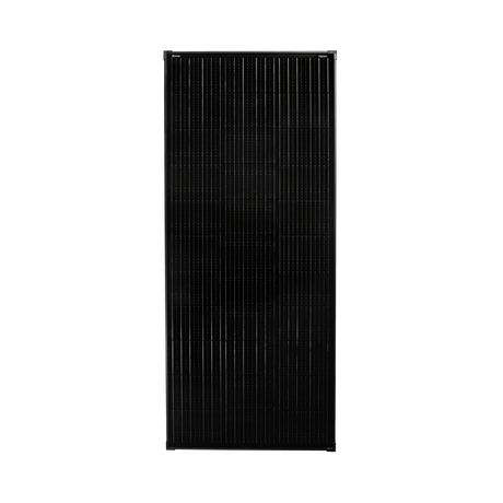 Roam Gear 200W 12V black glass solar panel front view showing the solar cell grid and 30mm frame.