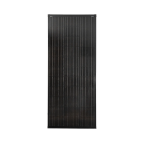Roam Gear 200W 12V slimline black glass solar panel with 20mm frame in a full front view.