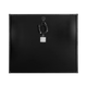 Roam Gear 250W 12V slimline black glass solar panel rear view with junction box, cable and specifications label.