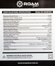 Roam Gear 250W 12V slimline black glass solar panel specifications label with ratings, dimensions and weight.