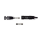 Roam Gear 25A MC4 inline fuse holder opened in a top view with the threaded connection and two fuses visible.