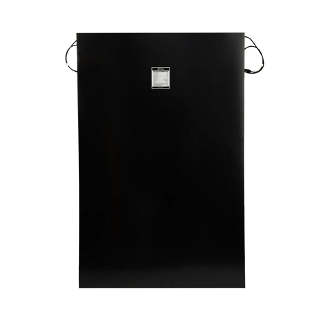 Roam Gear 300W 12V black ETFE flexible solar panel rear view with a specifications label on the black backing.