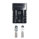 Roam Gear black 50A Anderson plug top view with two mounting holes and two metal contacts.