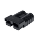 Roam Gear black 50A Anderson plug front right view with the moulded logo and twin connector openings.
