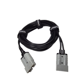 Roam Gear 5m Anderson to Anderson extension lead coiled with a grey plug on each end.