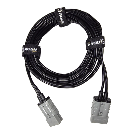 Roam Gear 5m Anderson to Anderson extension lead top view with three roam gear straps securing the coil.