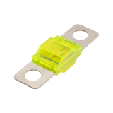 Roam Gear 60A Midi fuse angled view with yellow housing and two silver mounting tabs.